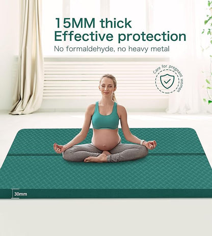 nuveti Large Exercise Mat - 15mm/20mm/30mm Thick Yoga Mat | Workout Mat for Fitness, Yoga, Pilates, Stretching & Floor Exercises for Women & Men with Free Carrying Bag