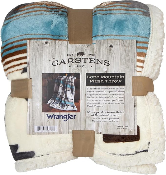 CARSTENS, INC. Wrangler Ultra Premium Super Soft Plush Sherpa Fleece Oversized Throw Blanket 54" x 68", Lone Mountain