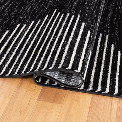 Rugshop Bohemian Stripe Stain Resistant High Traffic Living Room Kitchen Bedroom Dining Home Office Runner Rug 2'7" x 6' Black