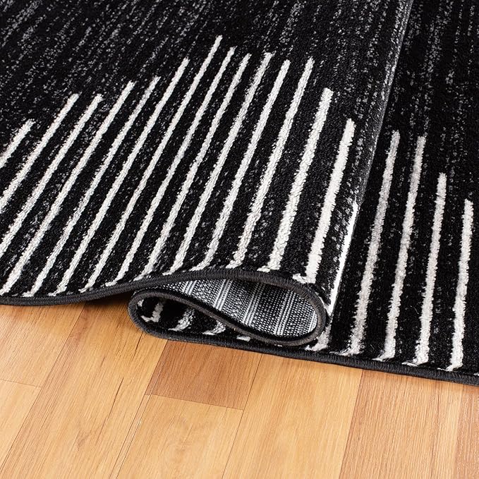 Rugshop Bohemian Stripe Stain Resistant High Traffic Living Room Kitchen Bedroom Dining Home Office Area Rug 10' x 14' Black