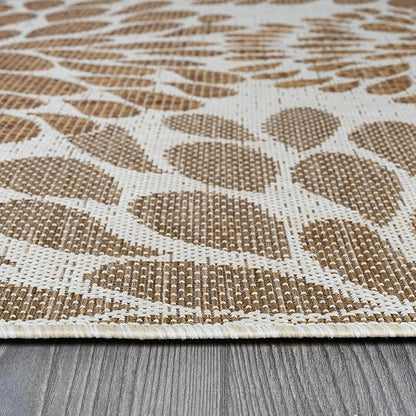 Beverly Rug Outdoor Rug 9x12 Modern Exotic Tropical Leaf Area Rugs for Indoor and Outdoor Patio Deck Porch Garden Water Resistant Washable Outside Carpet (9 x 12 Beige)