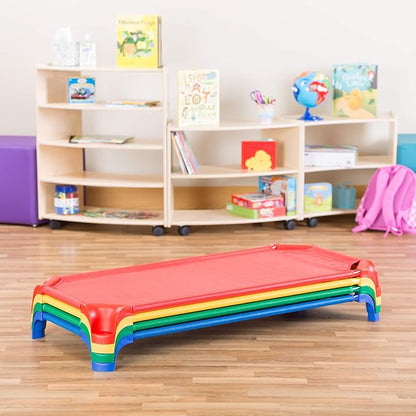 Sprogs Deluxe Heavy-Duty Childrens Standard 52"L Stackable Daycare Cot with Easy Lift Corners Cots for Preschool Kids Sleeping, Resting, and Naptime