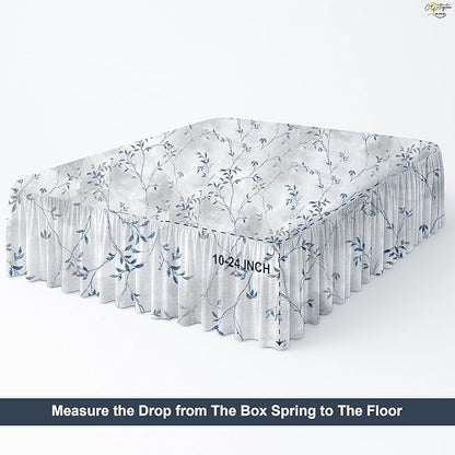 Cottington Lane Ruffled Bed Skirt Twin Size with Split Corner, Brushed Microfiber Hotel Quality Dust Ruffle, 15 Inch Drop Gathered Bedskirt, Soft, Stylish, Shrink & Fade Resistant, Neutral Nature