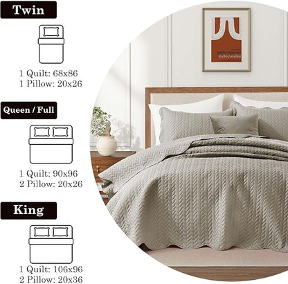 IR Imperial Rooms 8 Pack Quilt King Size Bedding (106" x 96") - Bulk Wholesale for Hotels, Guest Bedroom & Airbnbs - Lightweight Microfiber Reversible Embossed Quilts Bedspread (Beige)