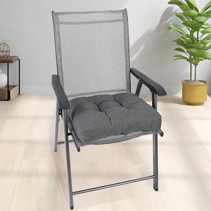 RACE LEAF 4 Pack Patio Chair Cushions 19x19 Inch, Waterproof Memory Foam Cushions with Tufted Cover and Non-Slip Base for Patio Furniture (Gray)