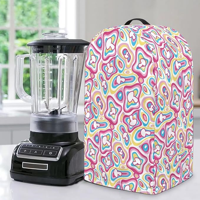 Psychedelic Abstract Coffee Machine Dust Cover Universal Design Compatible with Blender Juicer Food Processor Washable Oil Proof Food Processor Protective Cover with Top Handle