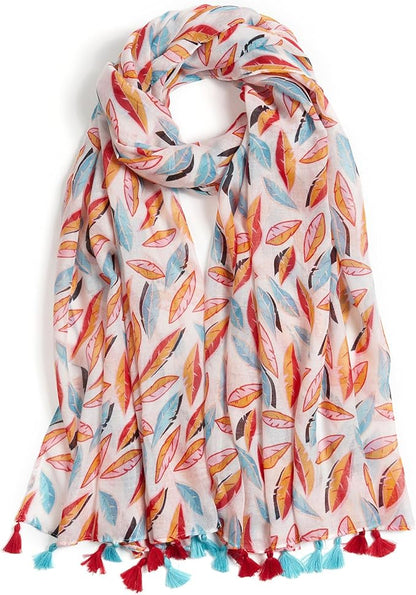 Scarf for Women Lightweight Soft Floral Leopard Printed Scarves Fall Winter Fashion Shawl Wrap with Fringe
