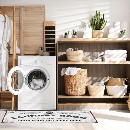Zoke Laundry Room Rug Runner Stylish Non-Slip Laundry Room Mat 20"x59", Versatile, Waterproof Runner for Laundry, Kitchen, and Bathroom, Mudroom Decor and Farmhouse Charm