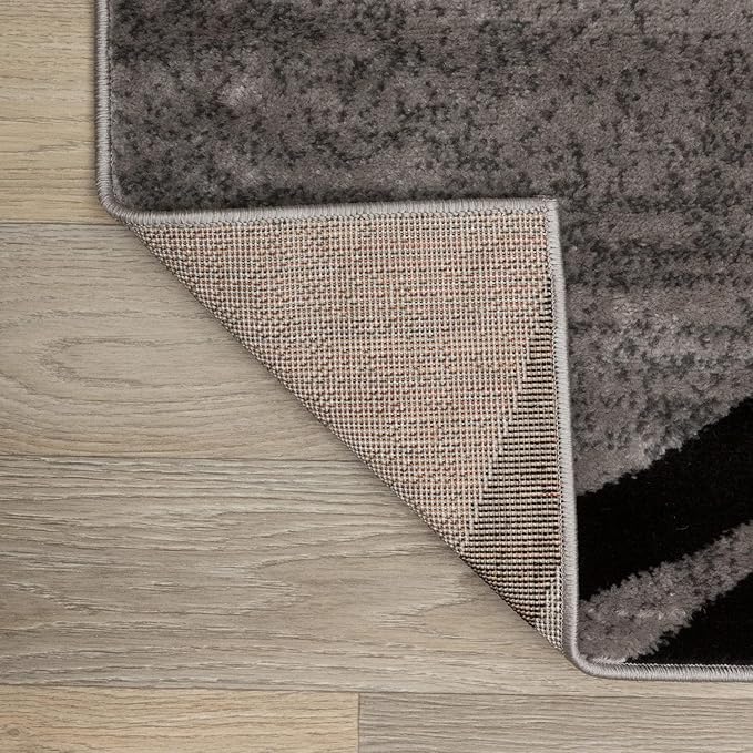 Rugshop Wavy Circles Design Runner Rug, Fade-Resistant Carpet for Hallway, Kitchen, or Entryway, Gray, 2' x 10'