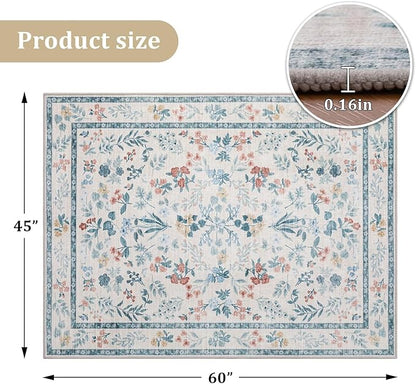 chakme Office Chair Mat for Hardwood Floor, 60"x45" Easy Glide Computer Desk Mat Protector for Rolling Chair Under Desk Rug Nonslip Backing, Machine Wash, (Floral)