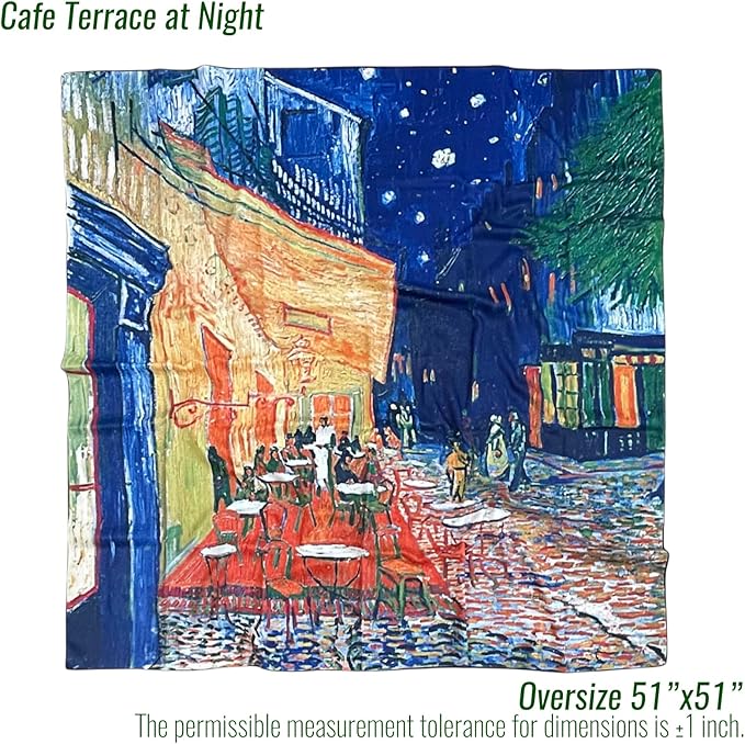 Artist Oil Painting Wraps 51"x51" Cashmere-Soft Art Pashmina Luxury Rolled Hem Women Large Travel Blanket Shawl