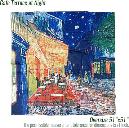 Artist Oil Painting Wraps 51"x51" Cashmere-Soft Art Pashmina Luxury Rolled Hem Women Large Travel Blanket Shawl