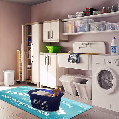 Zoke Laundry Room Rug Runner Stylish Non-Slip Laundry Room Mat 20"x59", Versatile, Waterproof Runner for Laundry, Kitchen, and Bathroom, Mudroom Decor and Farmhouse Charm