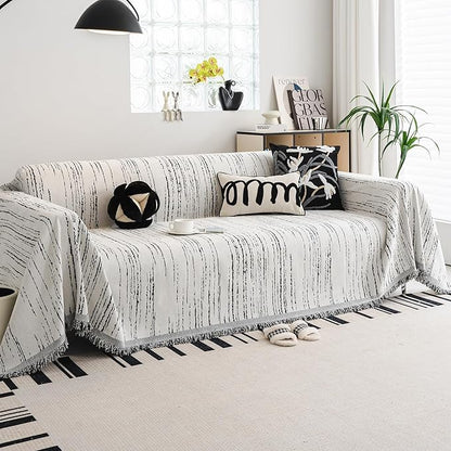 Chenille Couch Cover Pet Friendly, Sofa Cover Washable, Reversible Sofa Slipcover for Sectional Sofa, Loveseat, 2 or 3 Cushion Couch, Corner Sofa, Futon Cover (71" X 102", White)