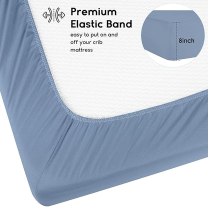Yoofoss Baby Crib Sheets for Boys Girls, Fitted Crib Sheet 2 Pack for Standard Crib and Toddler Mattress, Super Soft Microfiber Baby Sheet 28x52x8in(Blue Rocket)