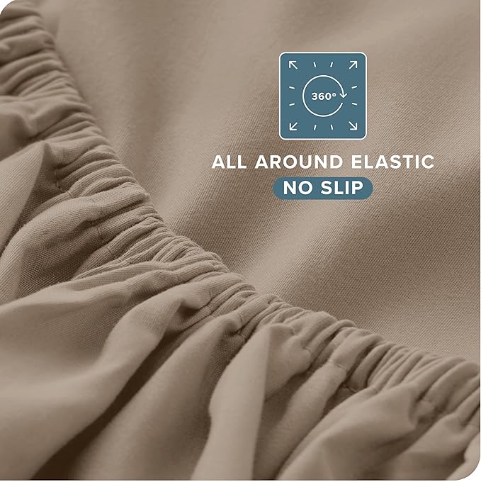 Bare Home Split Head Flex King Sheet Set - 1800 Ultra-Soft Microfiber Bed Sheets - Double Brushed - Deep Pockets - Easy Fit - 4 Piece Set - FlexTop King Bedding Sheets (Split Head Flex King, Pebble)