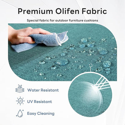 6" Thicker Outdoor Chair Cushion 8 Sets - 24" *24" *6" Waterproof Patio Furniture Cushions with Removable Cover, 28D High Density Sponge Filling Thicken Outdoor Patio Cushions - Peacock Blue
