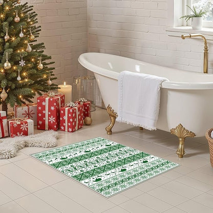 Abstract Living Room Rug 2X3 - Modern Washable Christmas Soft Thin Area Rug for Living Room Bedroom Under Dining Table - Neutral Indoor Floor Rug Carpets for Home Office Playroom Nursery - Green