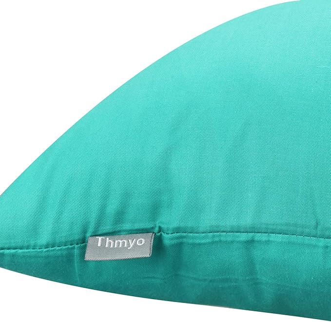 4-Pack 100% Cotton Comfortable Solid Decorative Throw Pillow Case,Thmyo Square Cushion Cover Pillowcase Sublimation Blank Pillow Covers DIY Throw Pillowcase for Sofa Bedroom(16x16 inch/ 40x40cm,Green)