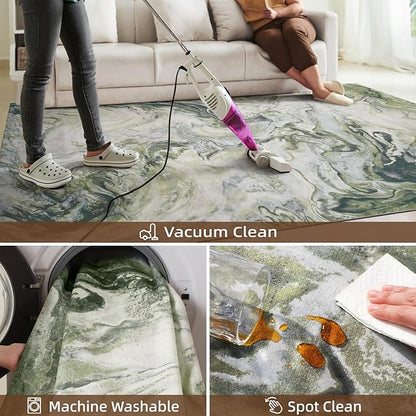 3x5 Washable Area Rugs for Living Room, Modern Abstract Rug Entryway Kitchen Non Slip Throw Rug, Stain Resistant Carpet for Dining Room Playroom Bedroom, Pet & Kids Friendly