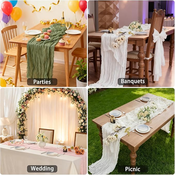 BALCONY & FALCON Nude Cheesecloth Table Runner 10FT 120 Inch Rustic & Boho Farmhouse Gauze Cheese Cloth Runners for Wedding Fall Thanksgiving Christmas Party Baby Shower Birthday Decor