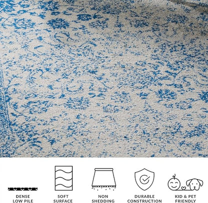 SAFAVIEH Area Rug 8x10 - Adirondack Collection - Large - Grey & Blue, Distressed Vintage Floral Design, Non-Shedding & Easy Cleaning, Ideal for Living Room, Bedroom, Dining Space (ADR109A)