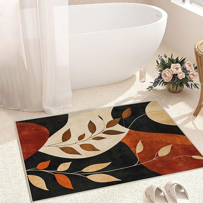 2x3 Entryway Area Rug Black Brown Tan Bathroom Rug Non Slip Machine Washable Low Pile Small Carpet Kitchen Bedroom Door Mat Entrance
