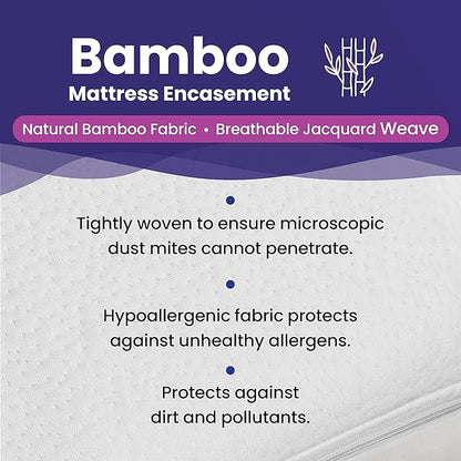 King Size Waterproof Bamboo Mattress Encasement by Slumberfy - Premium Skin-Safe Mattress Protector with 360° EZ Zipper, Lab-Tested Bed Bug, Zippered Encasement (76x80 in)