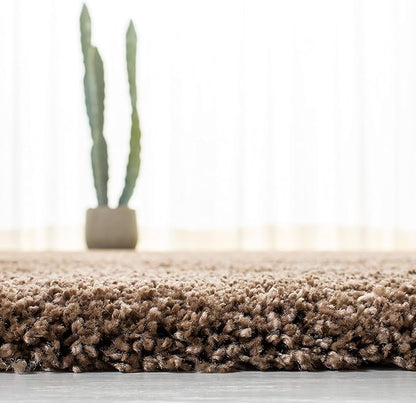 SAFAVIEH Milan Shag Collection Runner Rug - 2' x 22', Dark Beige, Solid Design, Non-Shedding & Easy Care, 2-inch Thick Ideal for High Traffic Areas in Living Room, Bedroom (SG180-1414)