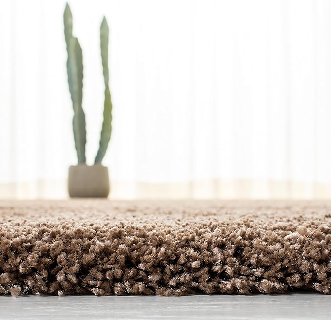 SAFAVIEH Milan Shag Collection Runner Rug - 2' x 20', Dark Beige, Solid Design, Non-Shedding & Easy Care, 2-inch Thick Ideal for High Traffic Areas in Living Room, Bedroom (SG180-1414)