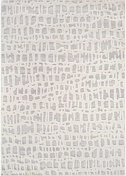 Beverly Rug Micro Loop Area Rug Gray/White 8x10 Abstract Modern Luxury Irregular Grid Durable Soft Indoor Rugs for Living Dining Room Office Stain Resistant Non Shedding Casual Indoor Carpet 8 x 10