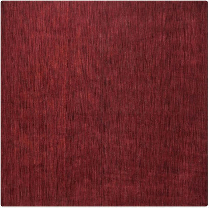 Hand Knotted Loom Wool ECO-Friendly Area Rugs - 10'x10', Square, Dark Red Color, Solid Plain Design, High Pile Handmade Anti Skid Area Rugs for Living Room, Bed Room (L00111)