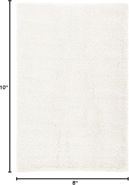 SAFAVIEH Milan Shag Collection Area Rug - 8' x 10', Ivory, Solid Design, Non-Shedding & Easy Care, 2-inch Thick Ideal for High Traffic Areas in Living Room, Bedroom (SG180-1212)