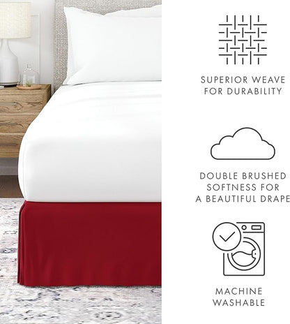 Linen Market Bed Skirt - Ultra Soft Microfiber - Easy Fit with 14 Inch Tailored Drop - Hotel Quality, Shrinkage & Fade Resistant - Bed Cover - Twin Bed Skirts - Bedroom Décor - (Twin, Burgundy)