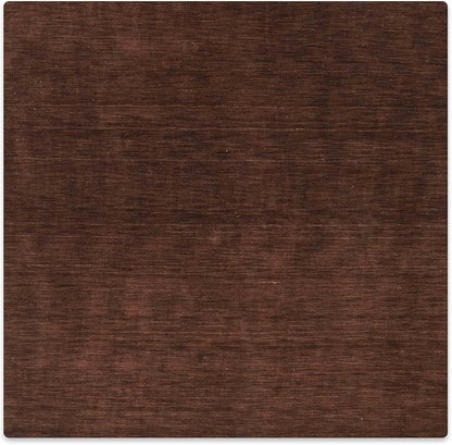Hand Knotted Loom Wool ECO-Friendly Area Rugs - 6'x6', Square, Brown Color, Solid Plain Design, High Pile Thick Handmade Anti Skid Area Rugs for Living Room, Bed Room (L00111)
