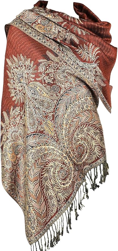 Achillea Big Paisley Pashmina Shawl Wrap for Women – Elegant Scarf for Weddings, Evening Dresses, Festivals & Daily Wear
