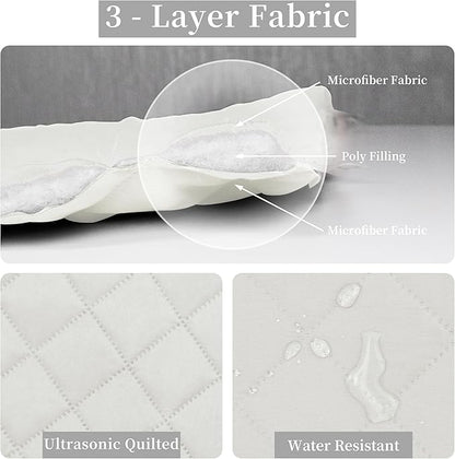 Easy-Going King Size Reversible Quilt Set with 1 Quilt and 2 Pillow Shams, Soft Bed Quilt Cover, Water Resistant Lightweight Microfiber Bedspread, Stain Resistant, Ivory/Ivory