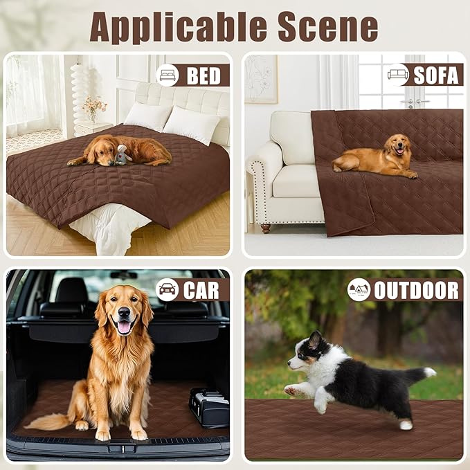 Smiry Waterproof Dog Bed Cover Blanket 40x70, Soft Reversible Pet Blanket, Washable Leakproof Cats Dogs Couch Cover for Sofa, Couch, Furniture, Lattice, Brown/Brown