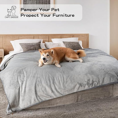 Water Proof Blanket 50x60 Inches - Reversible Flannel Blanket for Bed, Sofa,Couch- Spillproof, Leakproof Soft Double-Sided Light Grey Throw Blanket for Adults, Pets, Couples