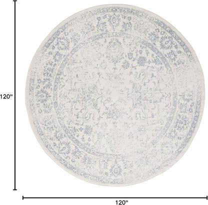 SAFAVIEH Adirondack Collection Area Rug - 10' Round, Ivory & Slate, Distressed Vintage Floral Design, Non-Shedding & Easy to Clean, Ideal for Living Room, Bedroom, Dining Space (ADR109S)