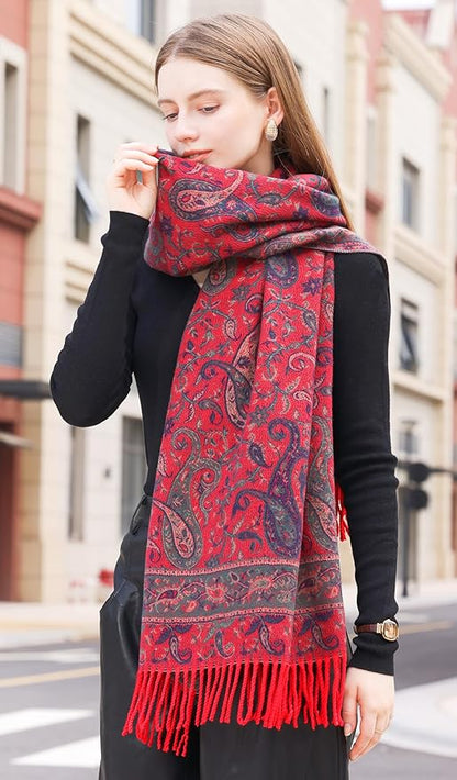 Wander Agio Warm Fashion Scarf Long Shawl Large Blanket Winter Wraps Scarves for Women Cashmere Jacquard Vintage Paisley