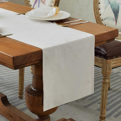 BALCONY & FALCON Velvet Table Runner 14"x71" Ivory Luxury Machine Washable Farmhouse Vintage Runner for Table Dining, Party, Wedding, Birthday, Easter, Thanksgiving & Christmas & Home Décor