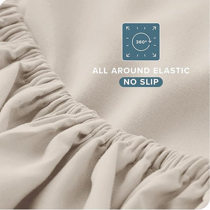 Bare Home Twin XL Sheet Set - 1800 Ultra-Soft Microfiber Twin Extra Long Bed Sheets - Double Brushed - Deep Pockets - Easy Fit - Extra Soft - 3 Piece Set - Bed Sheets & Pillowcases (Twin XL, Wheat)