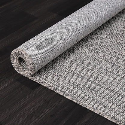 Washable Indoor Outdoor Rug 6x9 Weather Resistant Area Rugs Modern Solid for Porch Deck Balcony Backyard Patio Outside Carpet (6 X 9 Silver Grey)