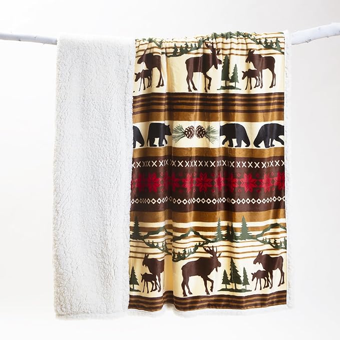 CARSTENS, INC. Ultra Premium Super Soft Plush Sherpa Fleece Oversized Throw Blanket 54" x 68", Hinterland