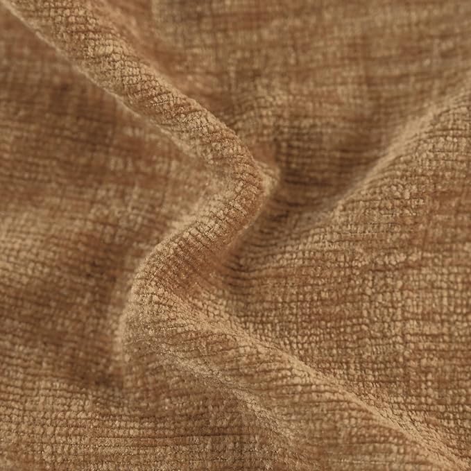 CaliTime Throw Pillow Covers Decorative 20 X 20 Inches Pack of 2 Cozy Solid Dyed Soft Chenille Cushion Cases with Pom Poms for Couch Sofa Bed Living Room Home Apricot Brown
