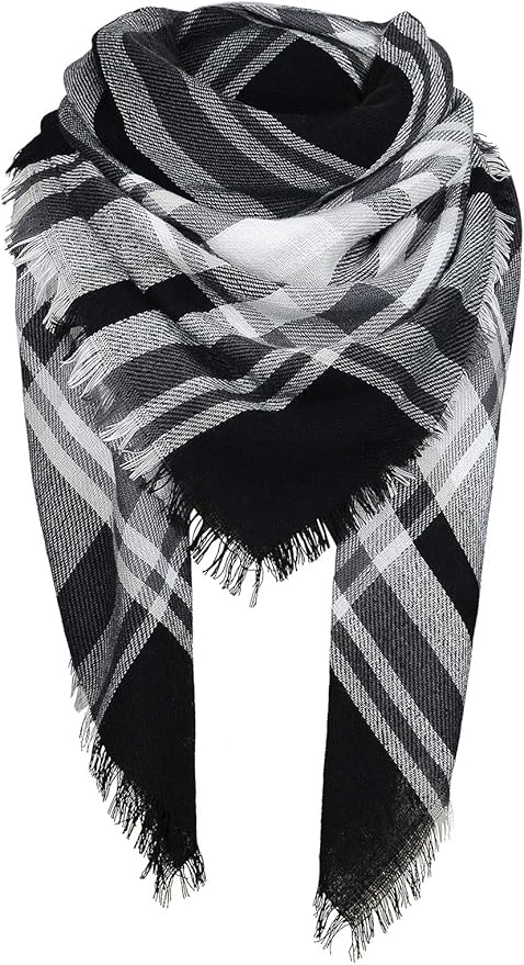 American Trends Women's Cozy Warm Winter Fall Blanket Scarf Stylish Soft Chunky Checked Giant Scarves Shawls
