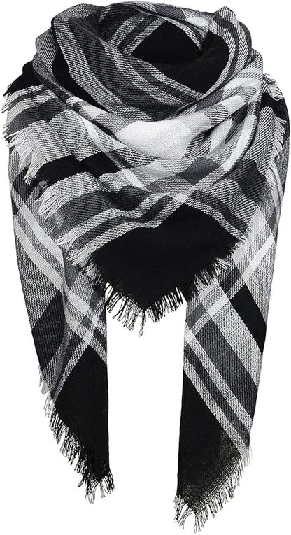 American Trends Women's Cozy Warm Winter Fall Blanket Scarf Stylish Soft Chunky Checked Giant Scarves Shawls