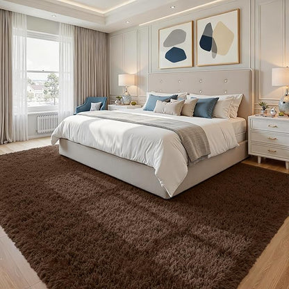 6x9 Area Rugs for Living Room Rug: Soft Fluffy Shag Brown Rugs for Bedroom, Non-Slip Large Fuzzy Plush Rug Indoor Floor Carpet for Nursery Kids Boys Girls Room, Dorms, Playroom, Modern Home Decor