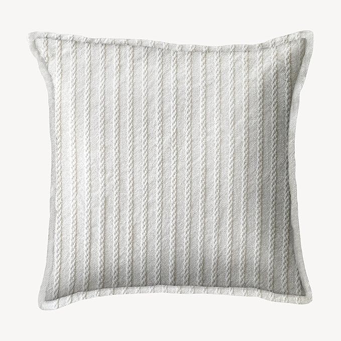 SanVia Ivory Pleat Premium Cotton Throw Pillow Covers, 20 x 20 Inches, Luxury Holiday Themed Handwoven Couch Pillow Covers, Hidden Zipper, Elegant Home Décor, Insert Not Included